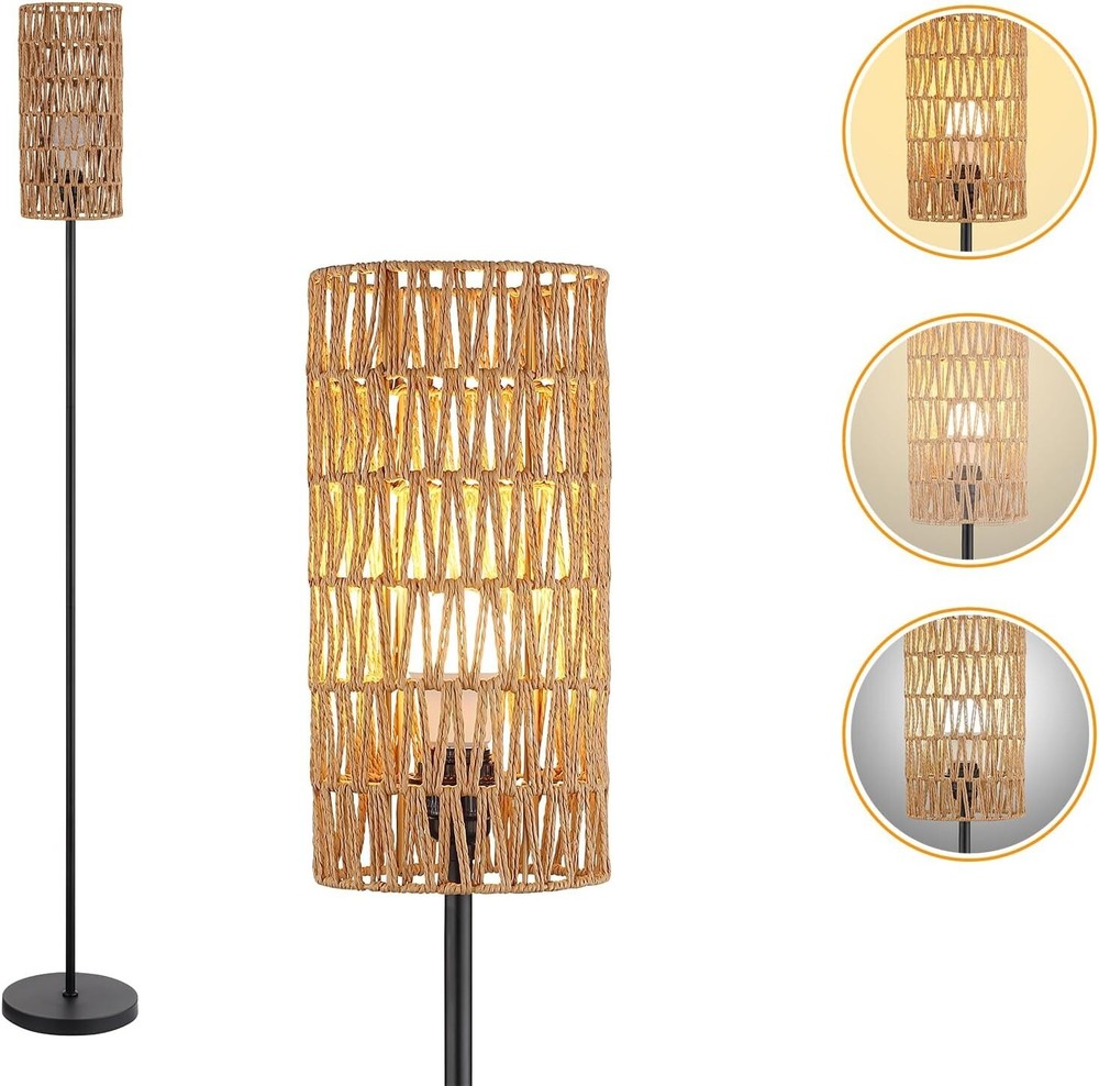 Floor Lamp for Living Room,Farmhouse Rattan Floor lamp,Modern Transitional