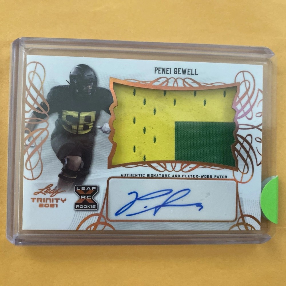2021 Leaf Trinity Penei Sewell Patch Auto PA-PS1 Rookie AU MEM RC