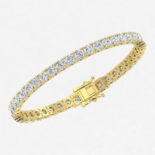 Diamond Bracelet Luxury Round Cut E F VVS2 14k Yellow Gold Lab Grown 7 Carat