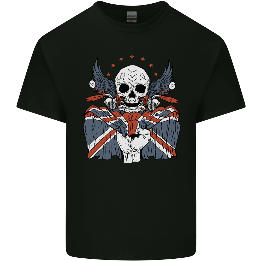 Union Jack Biker Motorbike Motorcycle Skull Mens Cotton T-Shirt Tee Top