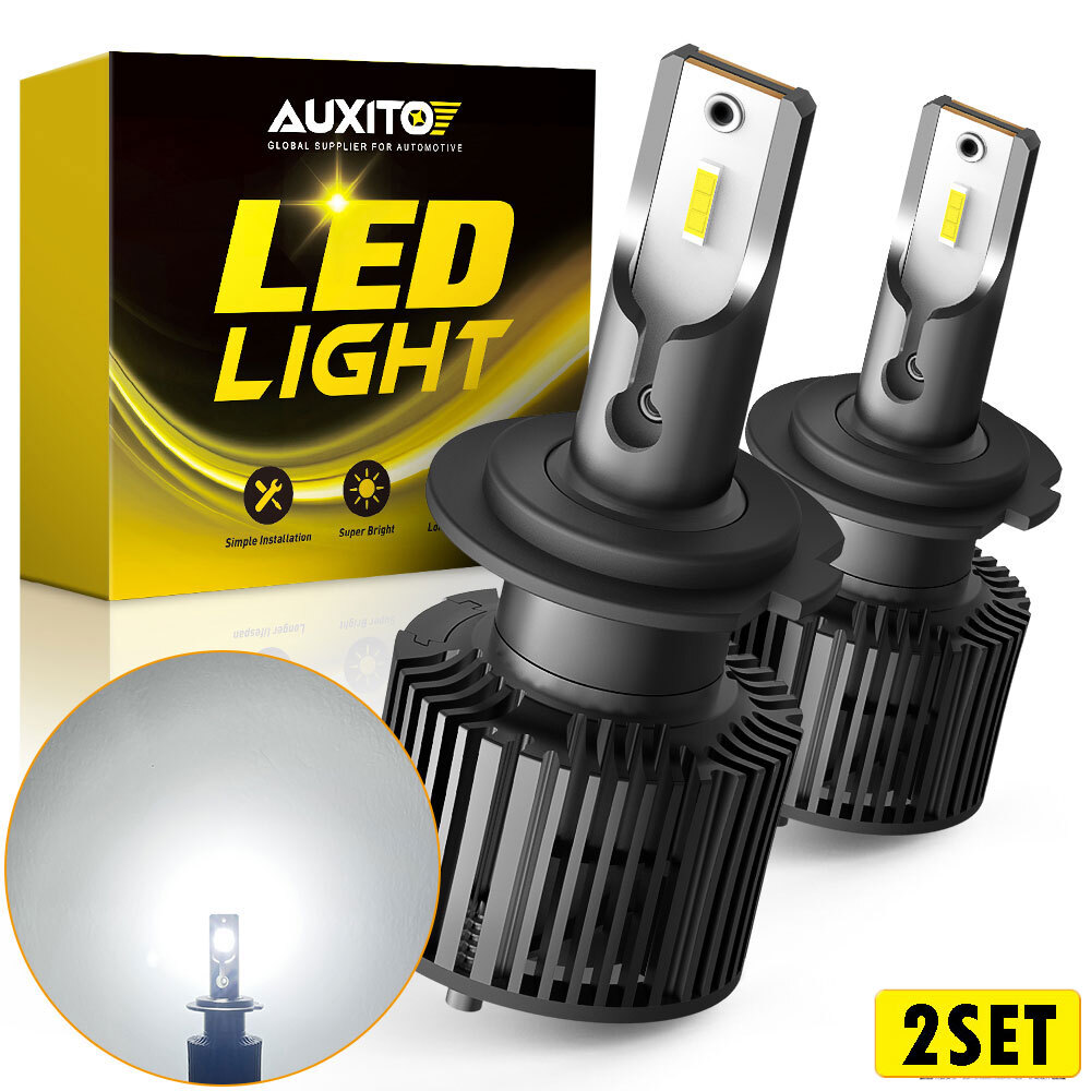 4X AUXITO H7 LED Headlight Bulbs Kit High Low Beam 6500K Super White 32000LM Can