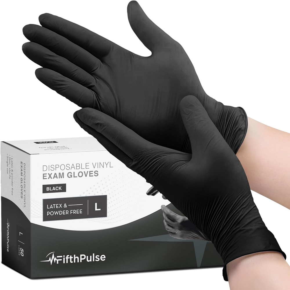 Black Vinyl Disposable Gloves Powder Latex Free Medical Exam