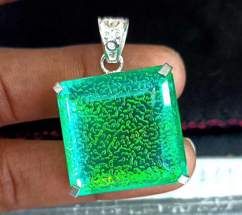 114.15 Ct Monarch Fire Opal Doublet Pendant in 925 Sterling Silver