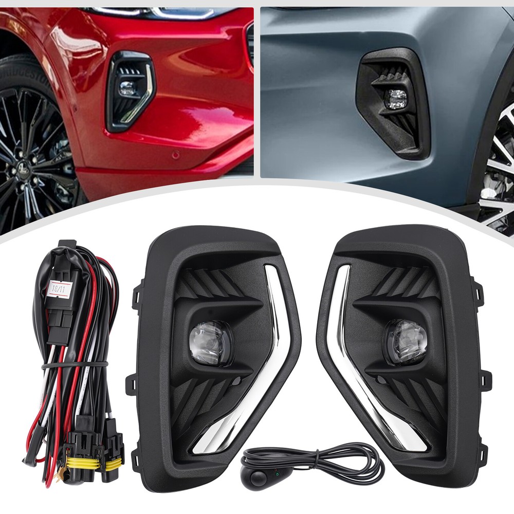 For 23 Ford Escape Front Bumper Fog Light w/Cover&Wire Harness LED Fog Light Kit