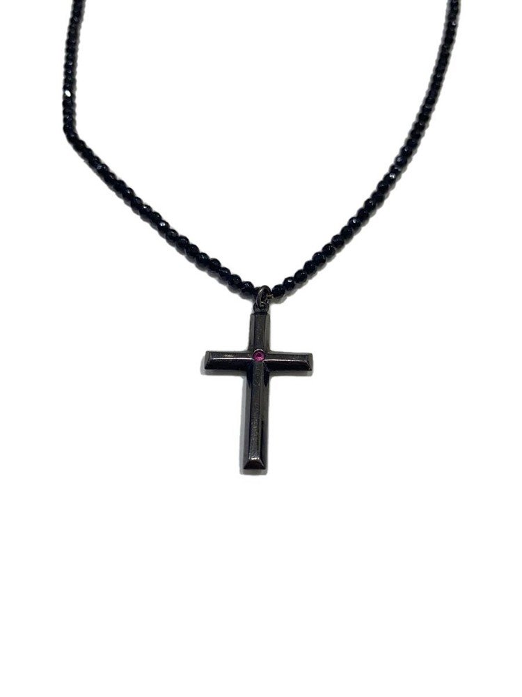 Cross Necklace/-/Blk/With Top/Men'S 567