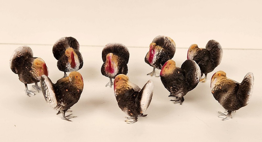 Vintage J. Puig Nativity Animals Turkeys 9 Piece Set Spain Hand Painted