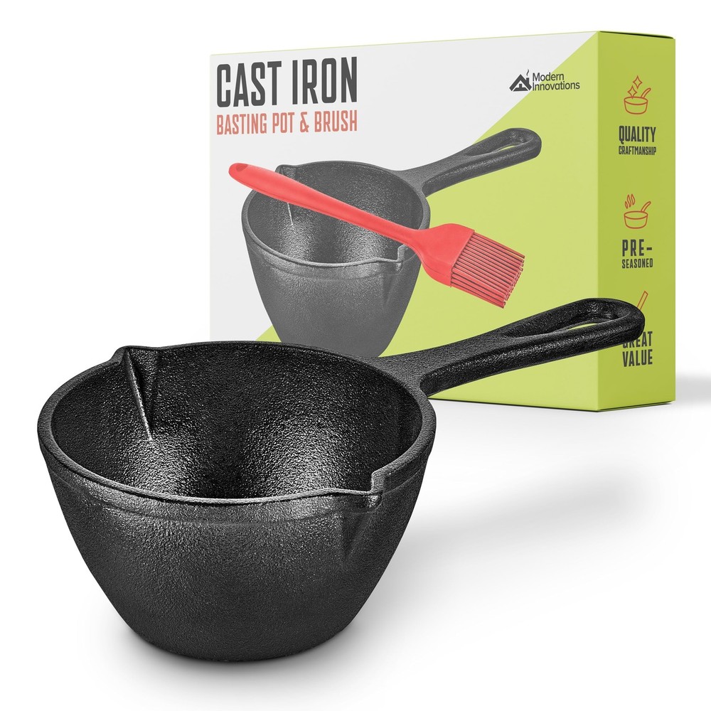 Cast Iron Melting Pot for Grilling Basting and Simmering Sauces