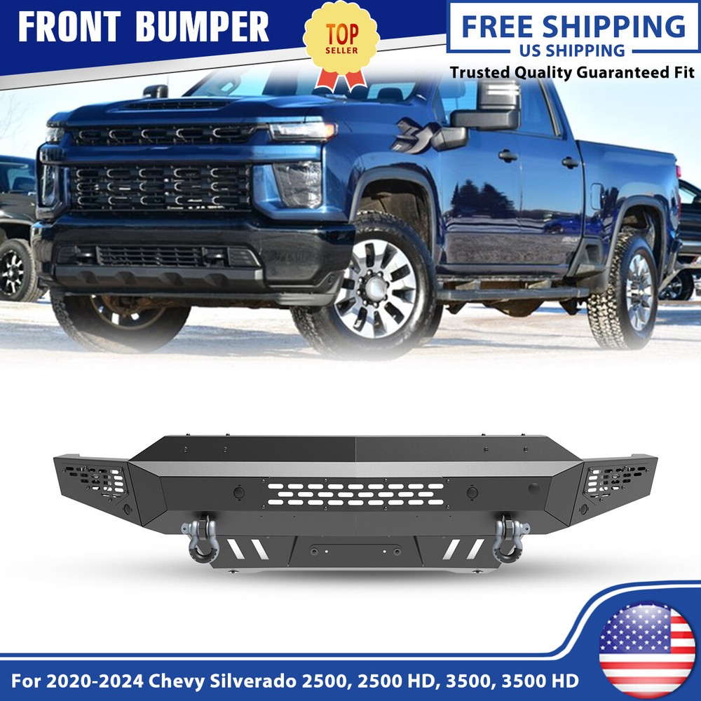 For 2020-2023 Chevy Silverado 2500/3500/HD Front Bumper w/LED Lights+2*D-Rings