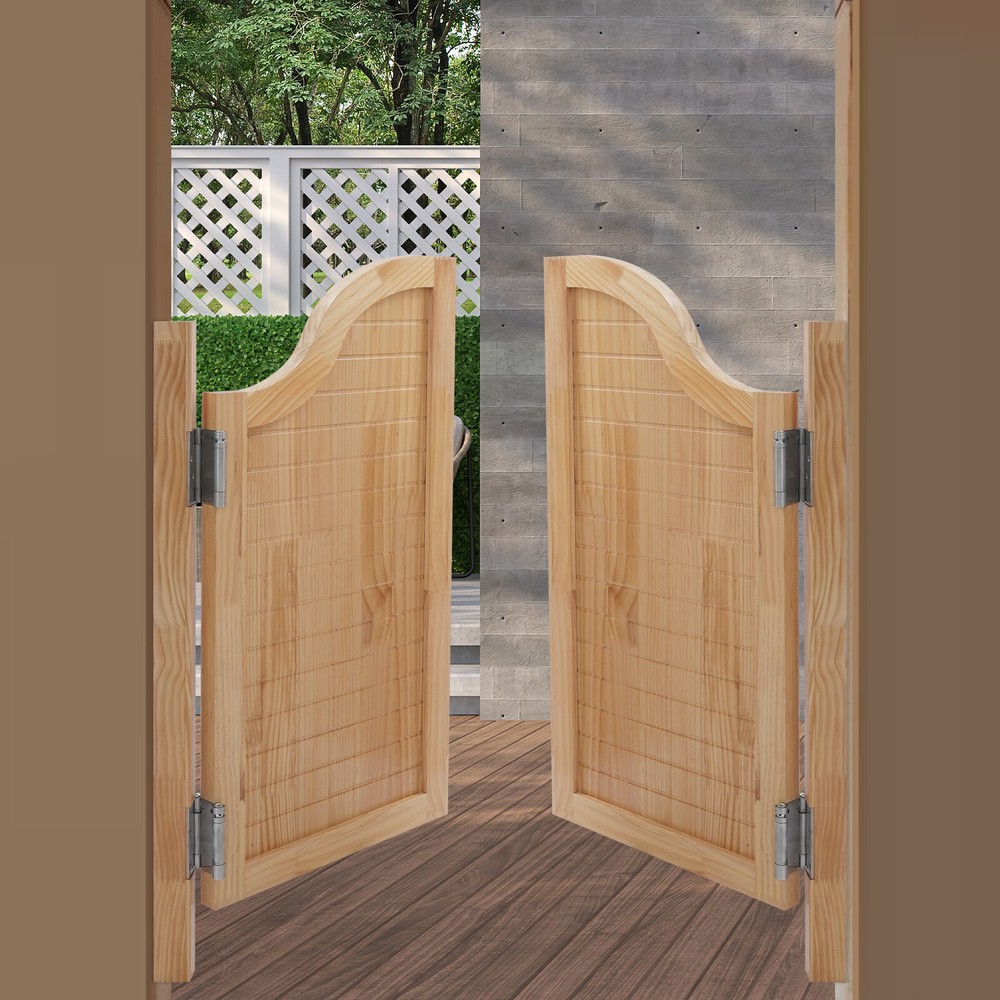 1 Pair Partition Swing Solid Pine Wood Door Partition Door For Shop Entrance