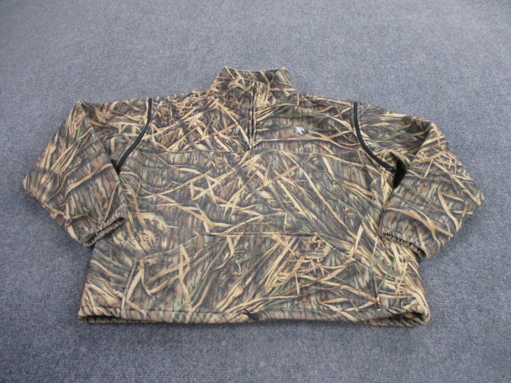 Vintage Mossy Oak Mens Adult XL Camo Fleece Coat Hunting Ashford Springs 90s