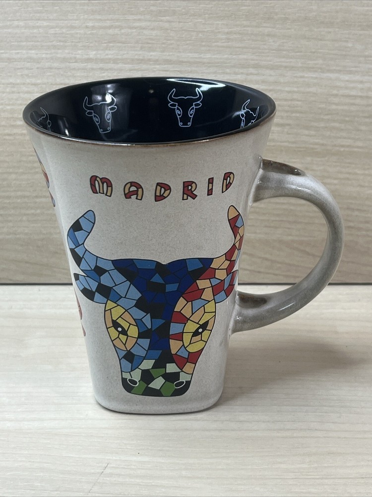 Madrid Ole Mosiac Coffee Mug Cup Set Bulls NO Spoon