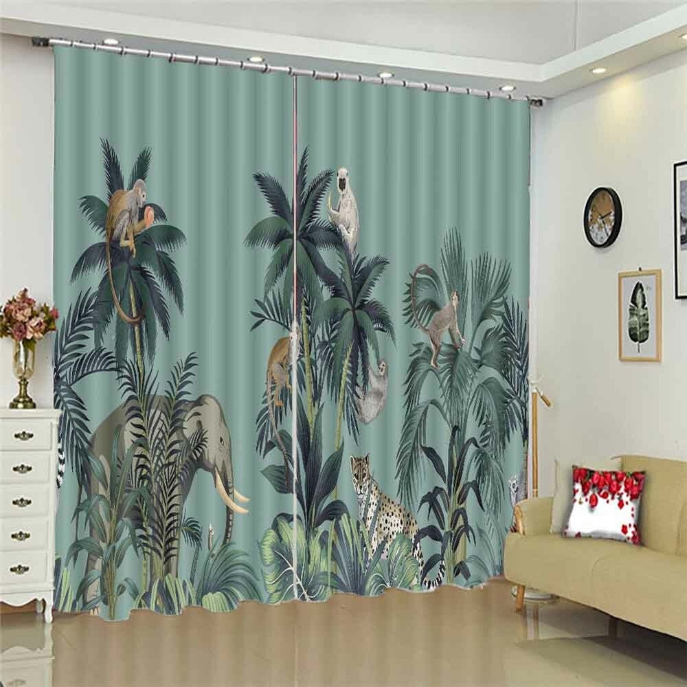 Members Of Zoo Family 3D Blockout Photo Print Curtain Fabric Curtains Window-image