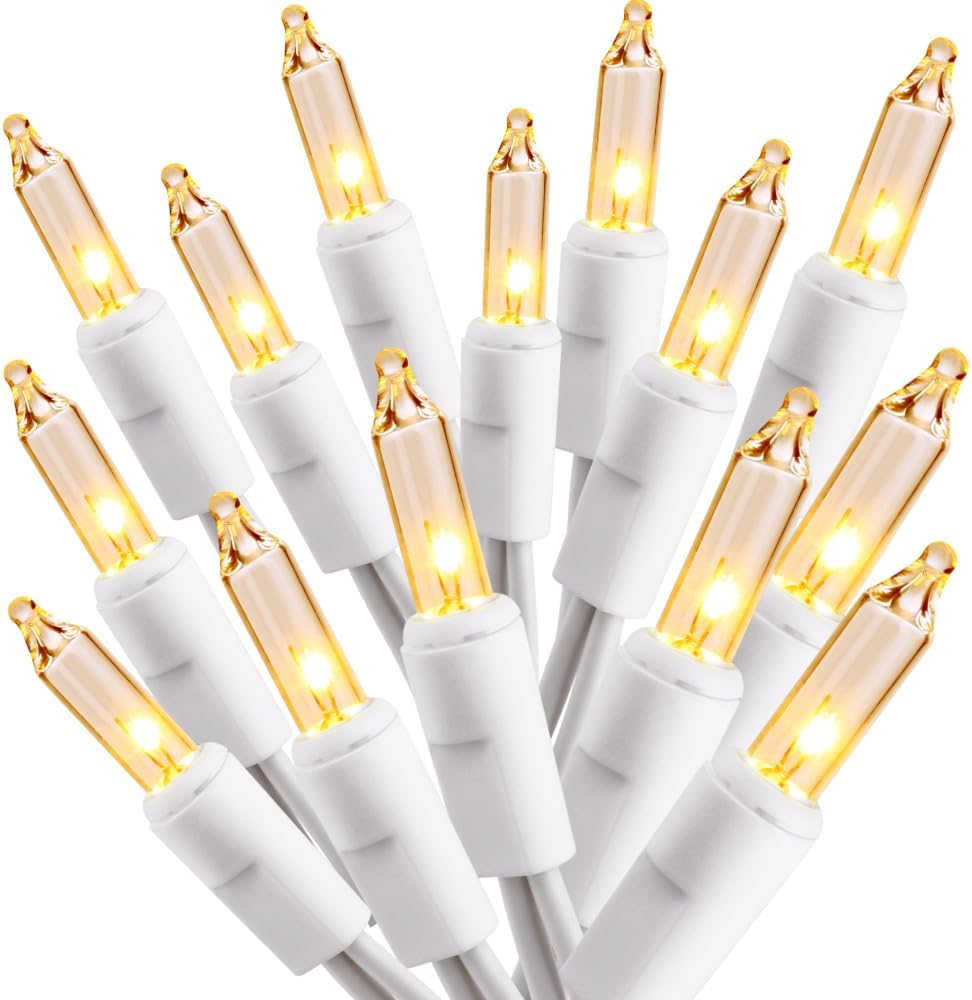 White Twinkle Lights String, 21.63Ft 100 Count Incandescent Warm White Christmas