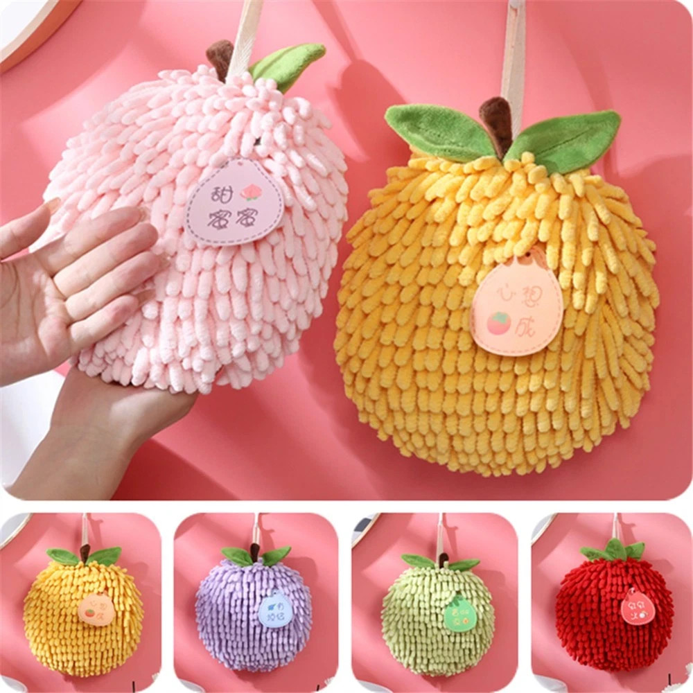 Large Hanging Chenille Hand Towel Ball – Quick-Dry Bathroom Towel, Kitchen Clean