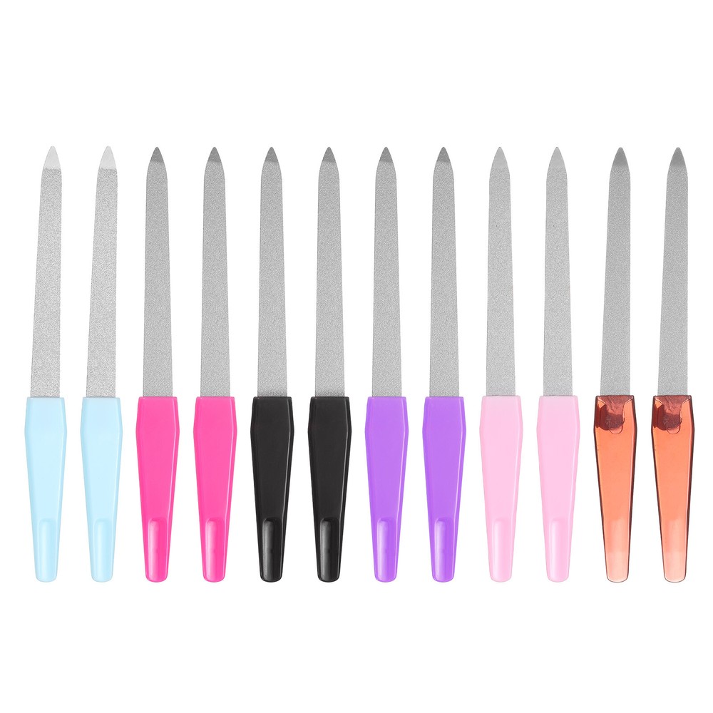 12pcs 180 Grit Metal Nail Files, Double Sided Fingernail File with Handle q1e2