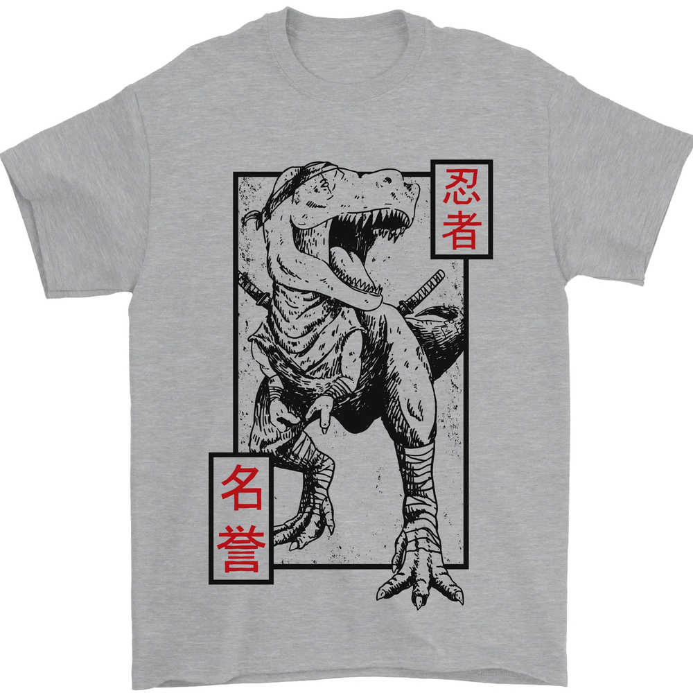 Japanese T-Rex Ninja MMA Mixed Martial Arts Mens T-Shirt 100% Cotton