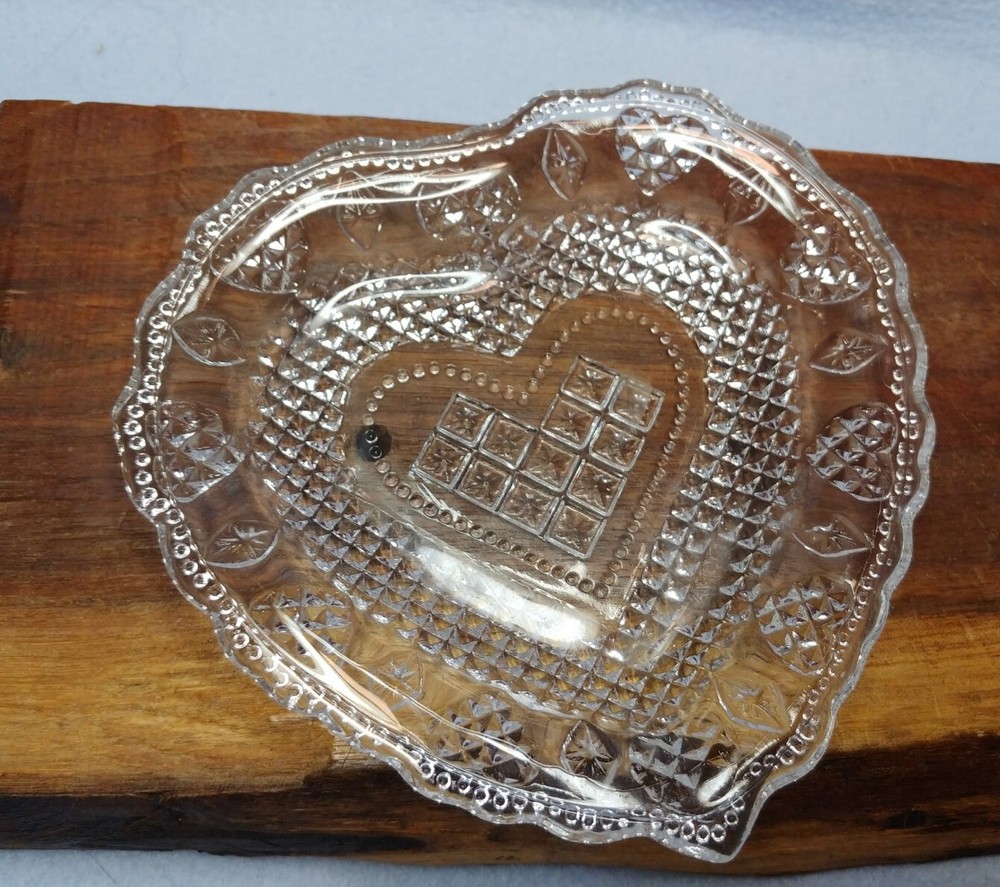 Vintage 5.5 Inch Clear Glass Heart Dish - Sweet Estate Sale Find