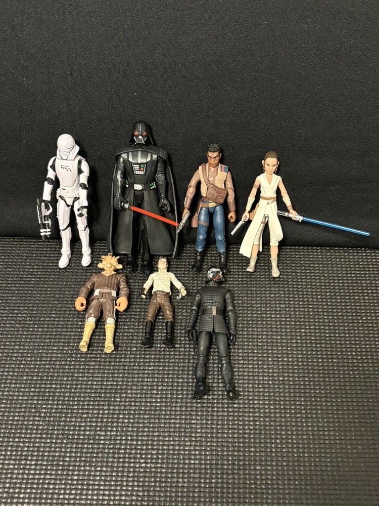 Star Wars Action Figure Lot with Darth Vader Rey Kylo Ren Accessories