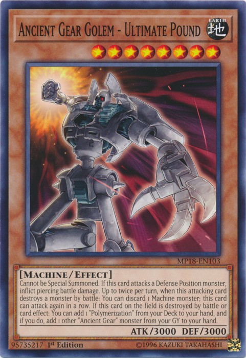 1st Edition Ancient Gear Golem Ultimate Pound MP18-EN103 Common Near Mint