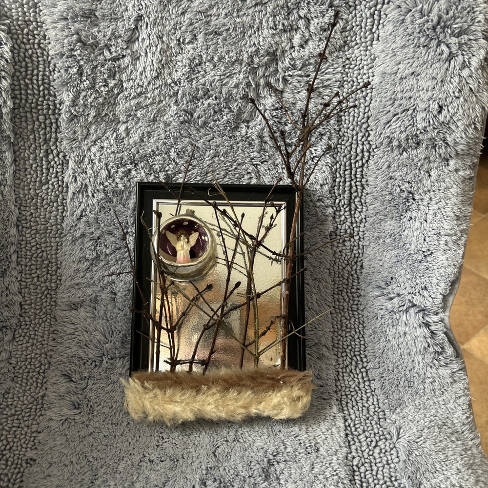 Vintage Mercury Glass Angel Diorama Ornament Handcrafted Hanging Decor