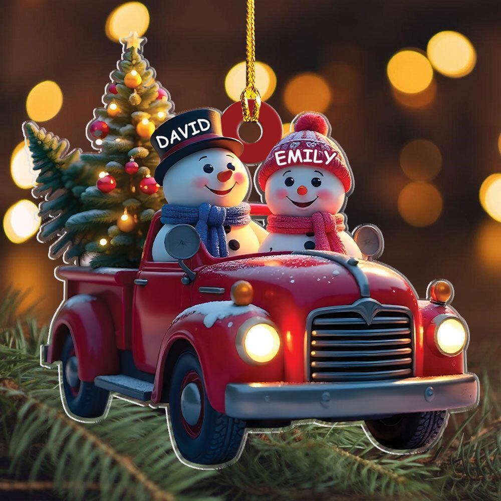Personalized Snowman Christmas Ornament  Red Truck Christmas Ornament  Snowman C
