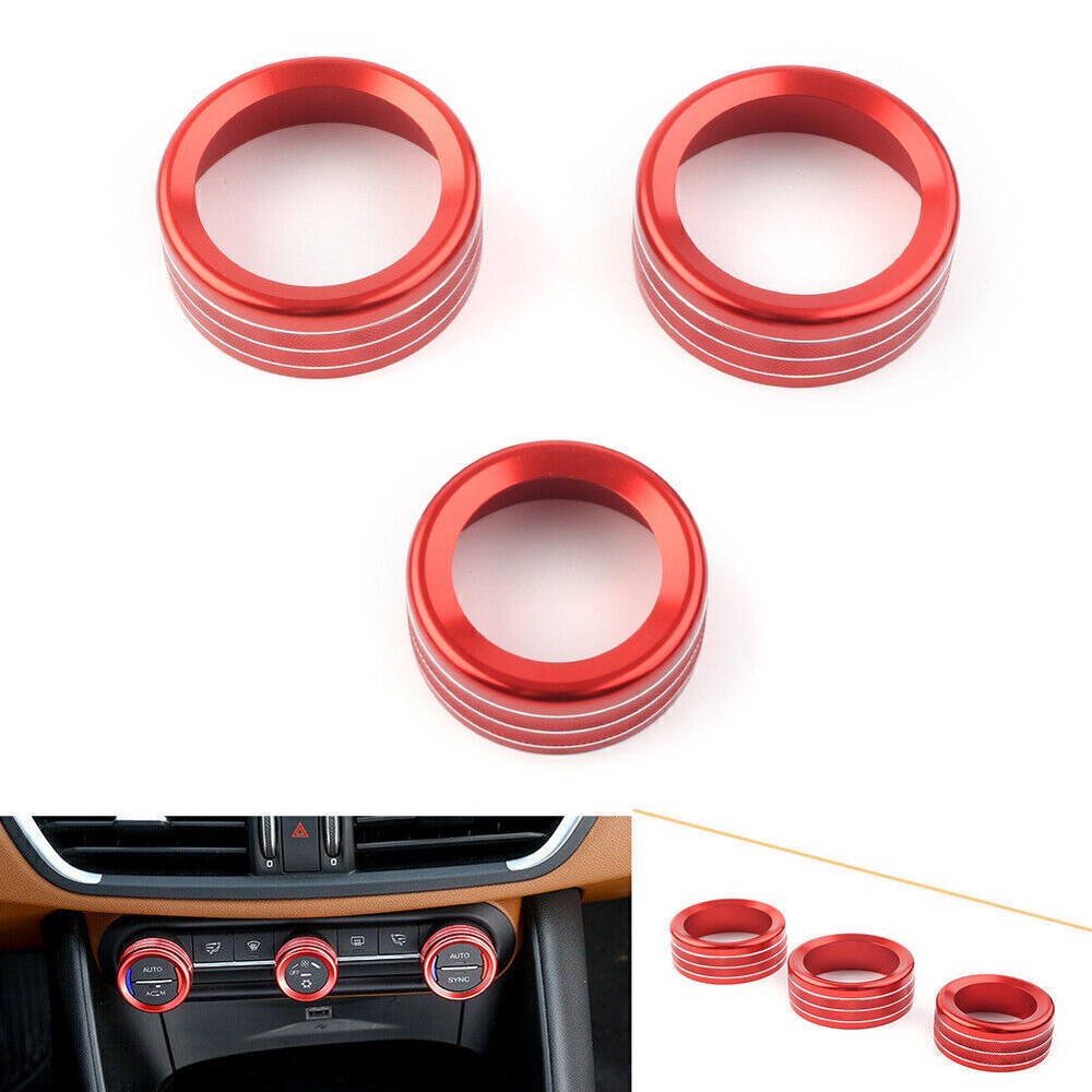 For Alfa Romeo Giulia Console Air Conditioning Switch Knob Ring Trim Cover Red