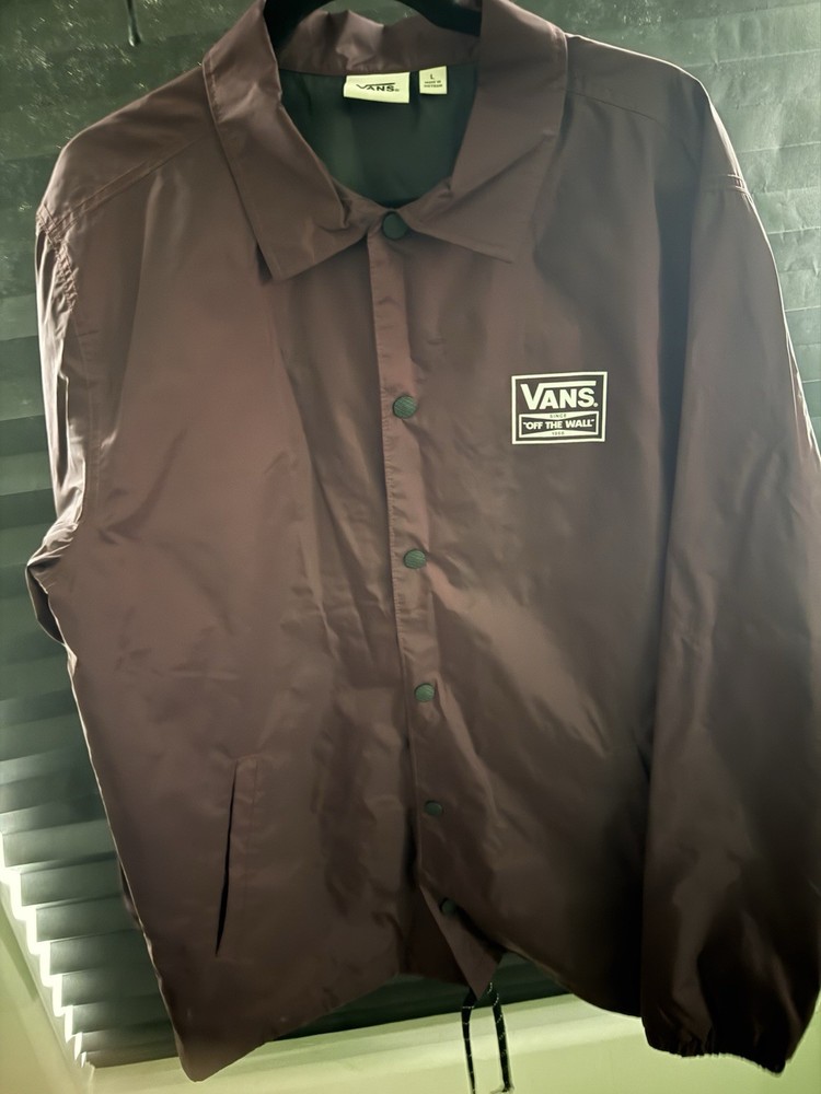 VANS Men's Torrey Lined Coach Jacket In Burgundy XL Windbreaker Jacket Button Up