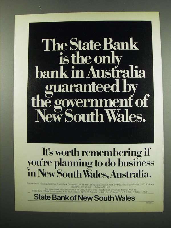 1984 State Bank of New South Wales Ad - Guaranteed