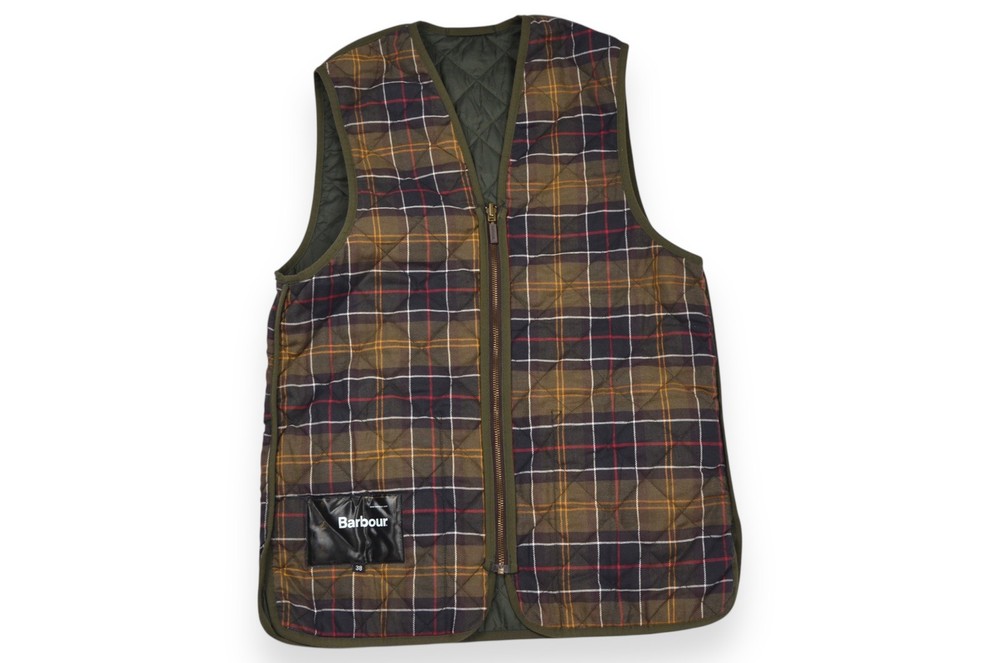 Barbour Waistcoat Zip Quilted Vest Liner A855 Classic Tartan England Size 38