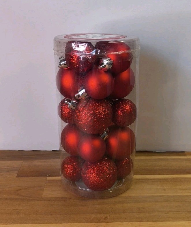 Holiday Time Christmas Tree🎄20 Mini Shatterproof Red Sparkle Ornaments