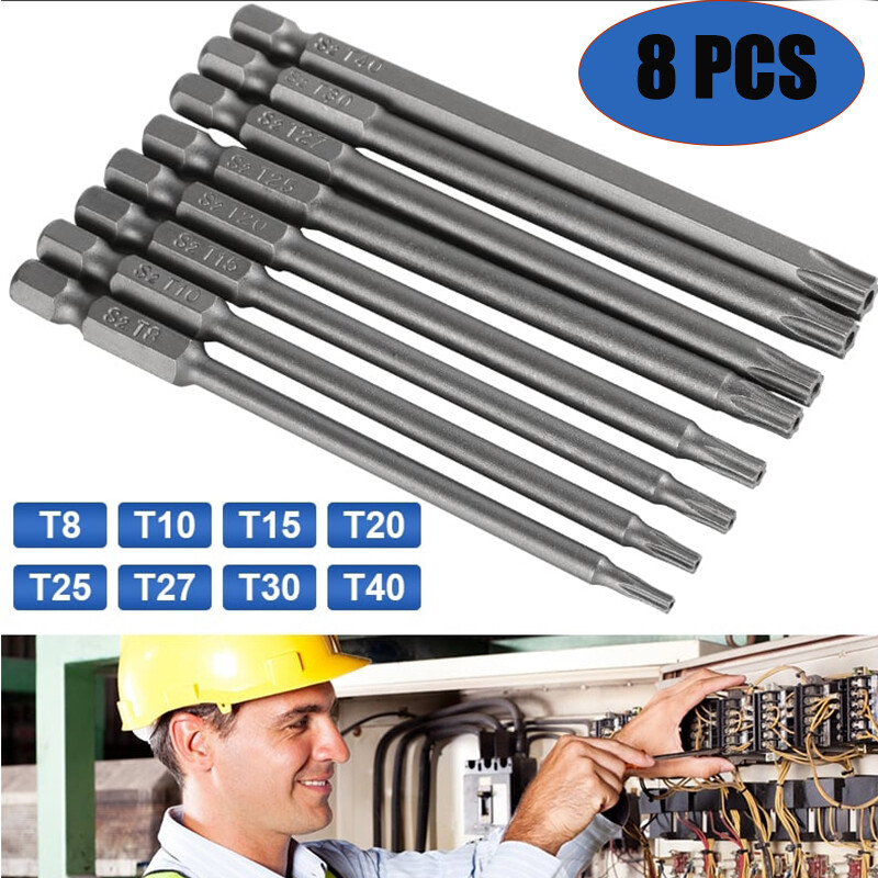 Extra Long 100mm Torx Hex Security Screwdriver Bit Set Magnetic Head USA Made