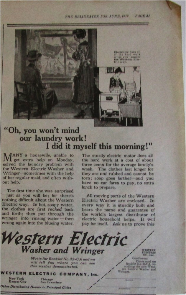 1919 Western Electric Washer & Wringer ad