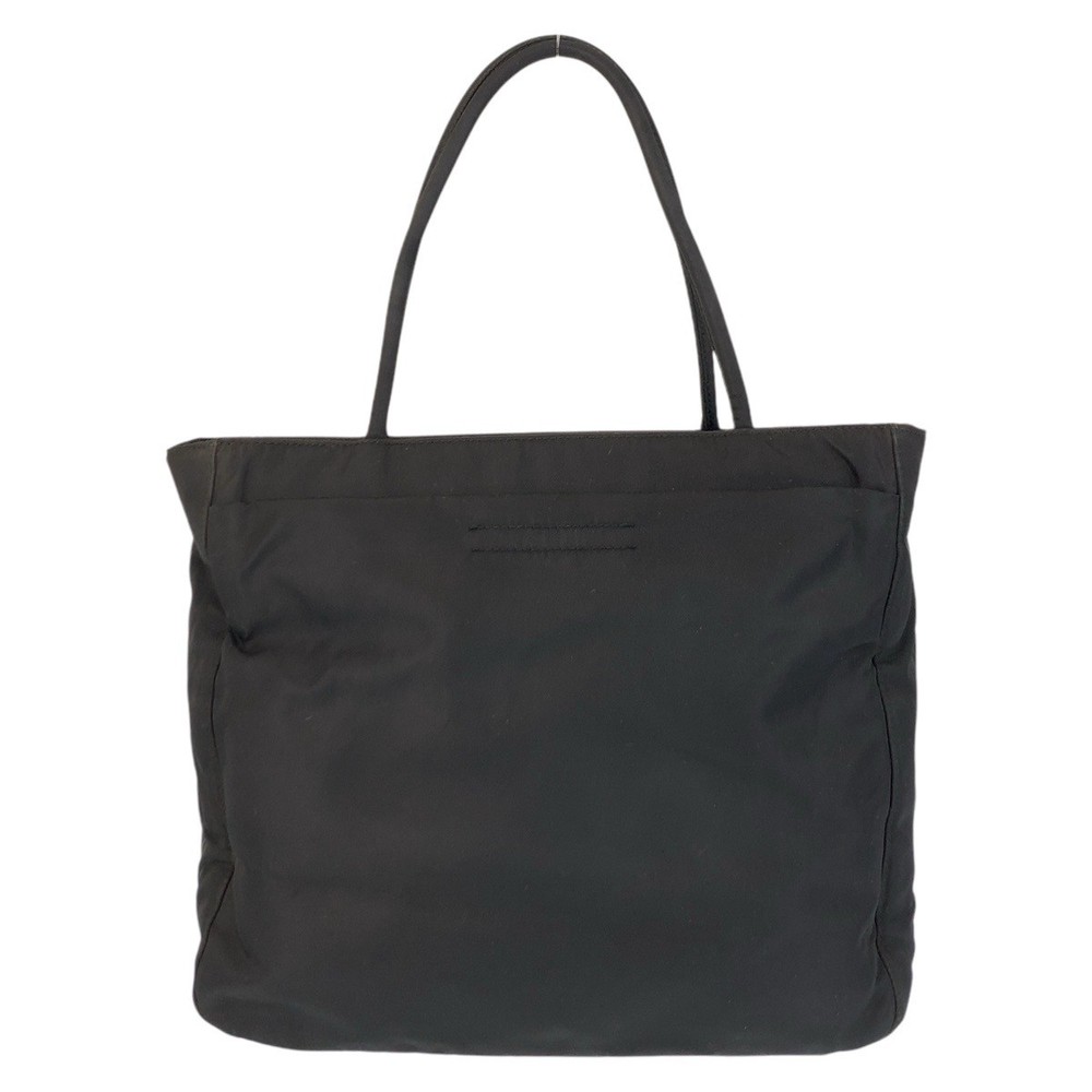 RARE PRADA Nylon Tote Bag with Triangle Logo Plate Black Silver Hardware