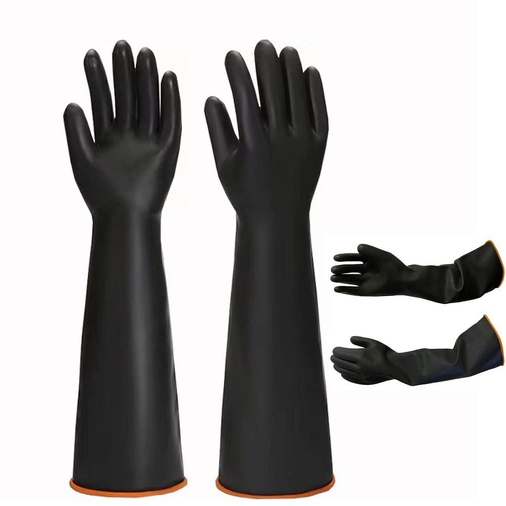 Heavy Duty Latex Chemical Resistant Gloves, Industrial Rubber Gloves Extra La...
