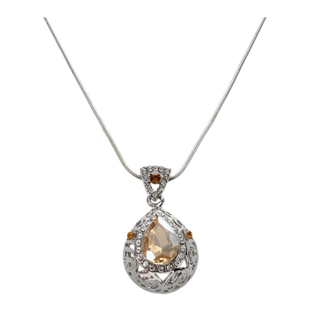 Women's Crystal Rhinestone Drop  Pendant Necklace Chain (Golden) T4E85857
