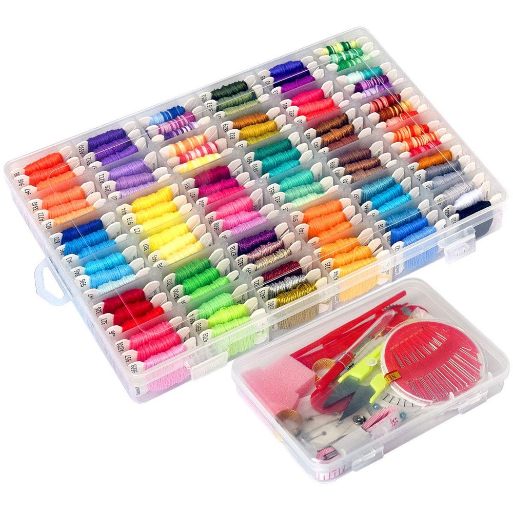 218pcs+ Embroidery Floss Cross Stitch Threads,Bracelet String Kit with Organi...