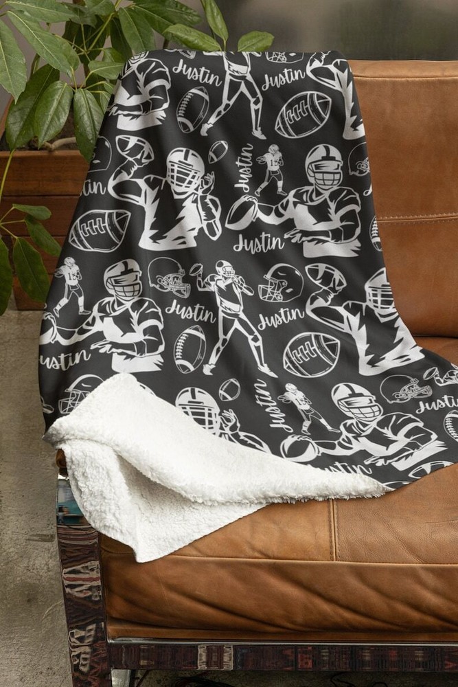 personalized Custom blanket printed Football Player Graphic Warm Soft Bedding
