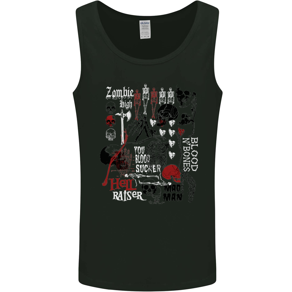 Zombie Halloween Vampire Dracula Skull Mens Vest Tank Top