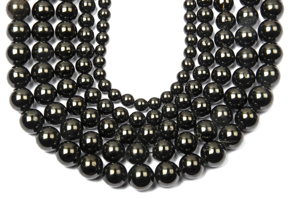 Natural Black Spinal Gemstone Beads Smooth Round 6MM 13 Inch Jewelry Making Gifts