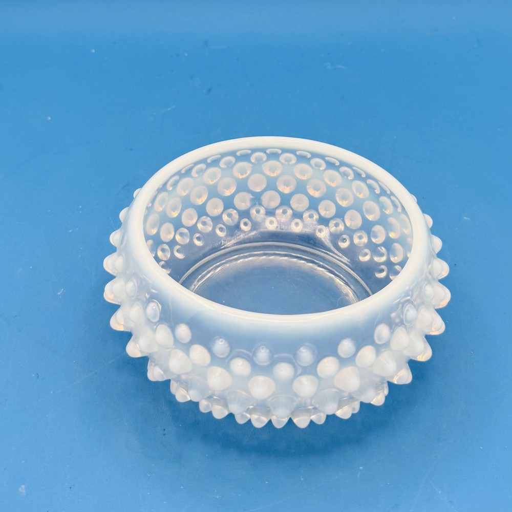 Vintage Fenton Opalescent White Hobnail Candy Dish 1939-1964
