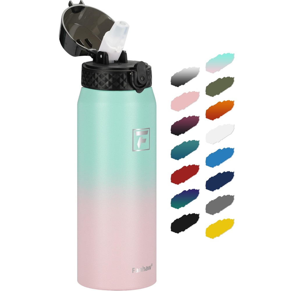 24oz Insulated Stainless Steel Sports Water Bottle with Straw for Men Women