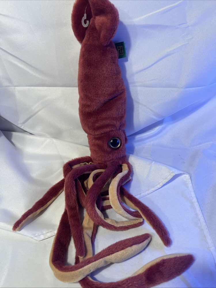 Wild Republic Giant Squid Red Tan Plush Stuffed Toy Ocean Sea Creature Realistic