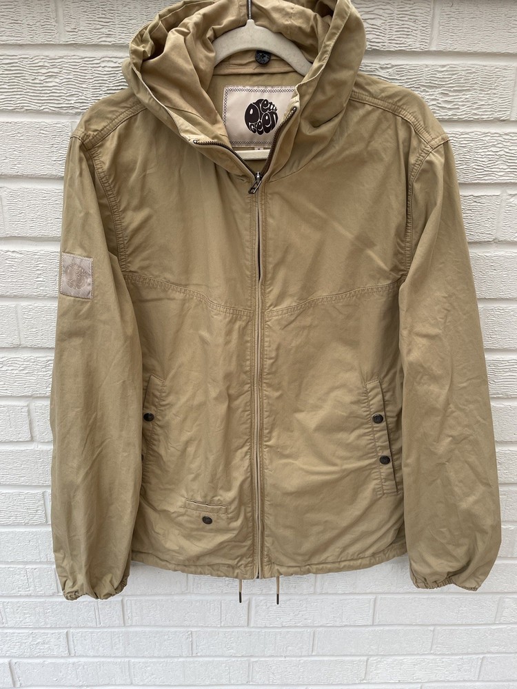 Pretty Green Jacket Mens Medium 4 Beige Tan Mod Liam Terraces Casuals Hooded