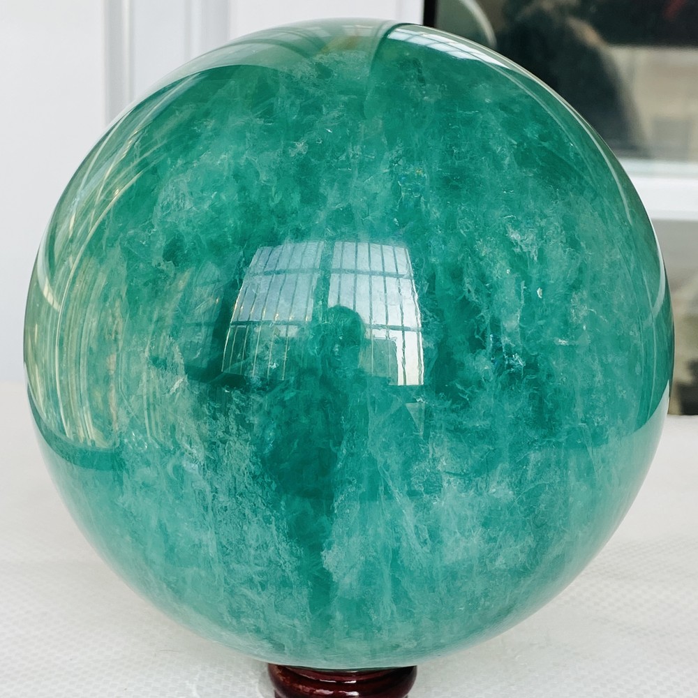 4200G Natural green fluorite Quartz Sphere Crystal Energy Ball Reiki Healing