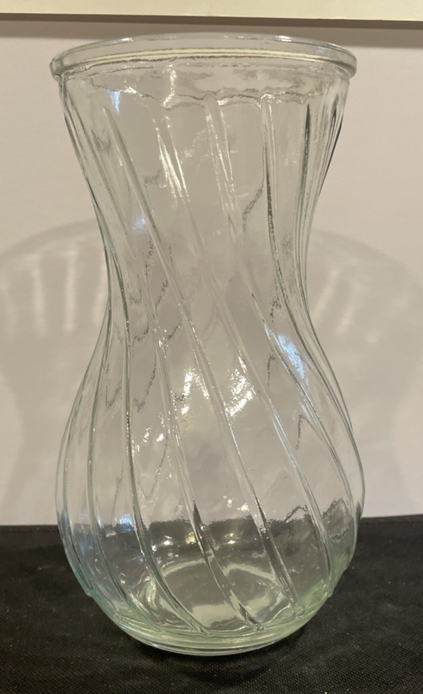 9-Inch Clear Glass Swirl Vase with Wide Mouth for Floral Arrangements