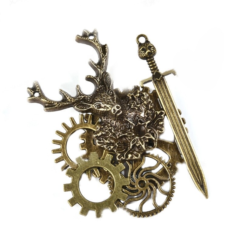 Brooch Pin Steampunk Hair Clip Safety Pins Jewelry Costume Accessory for Coat
