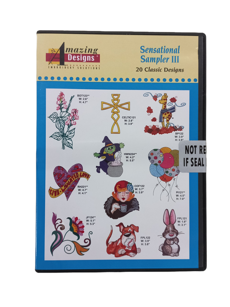 Sensational Sampler III - Amazing Designs - Machine Embroidery - CD # ADCP-0707