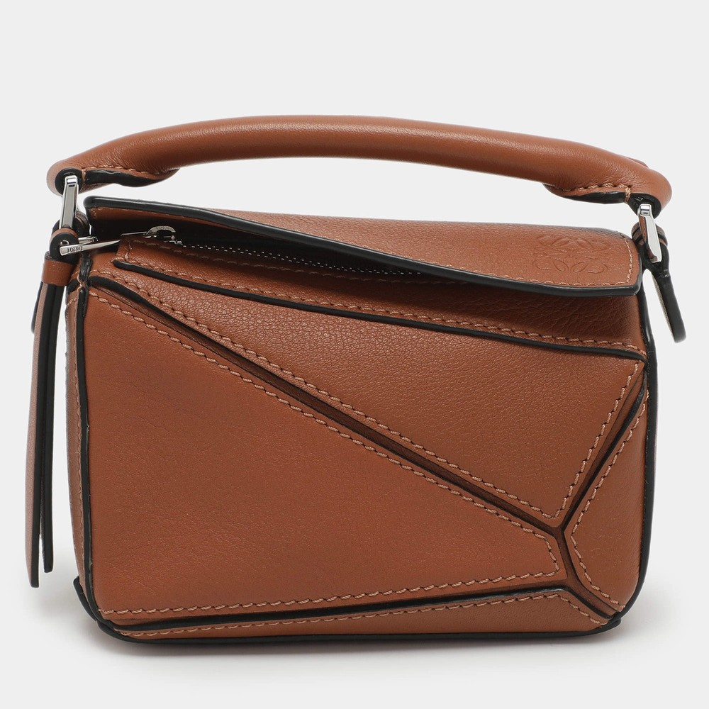 Loewe Puzzle Nano Brown Leather Shoulder Bag
