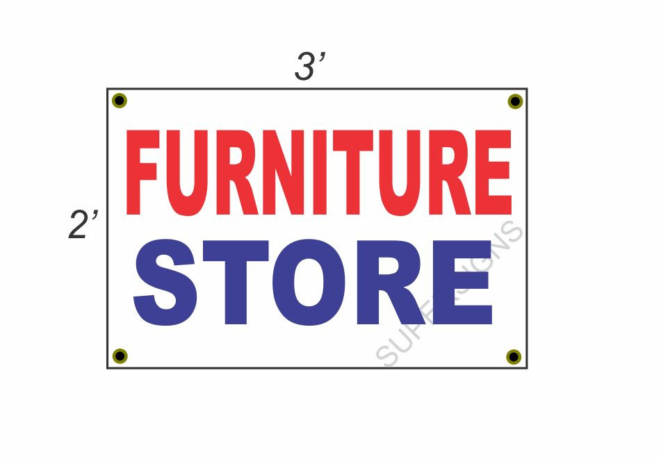2x3 Red White & Blue Furniture Store Banner Sign with New Discount Size & Price
