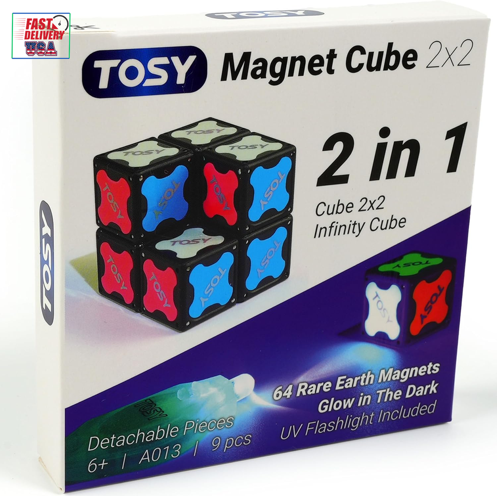 Magnet Cube 2X2 - 64 Magnets, 8 Building Blocks, 2 in 1 Toy: 2X2X2 Puzzle Cube a